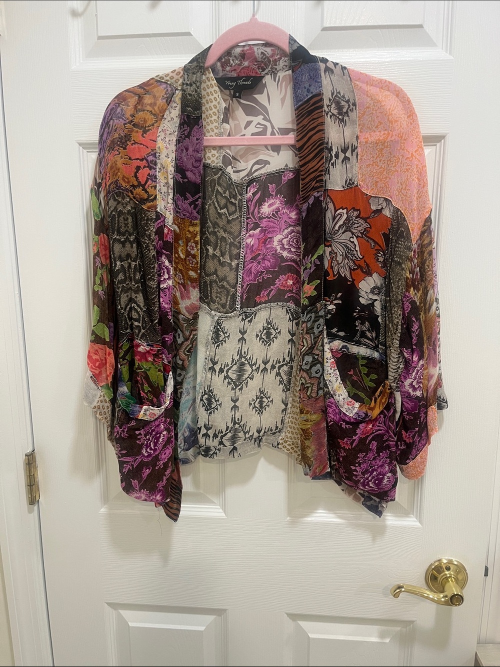 Mixed Floral Patchwork Kimono Cardigan - Multicolor